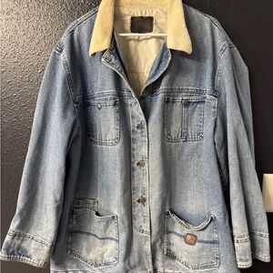 Lauren Jeans Co Light Blue Denim Sherpa Collar Jacket